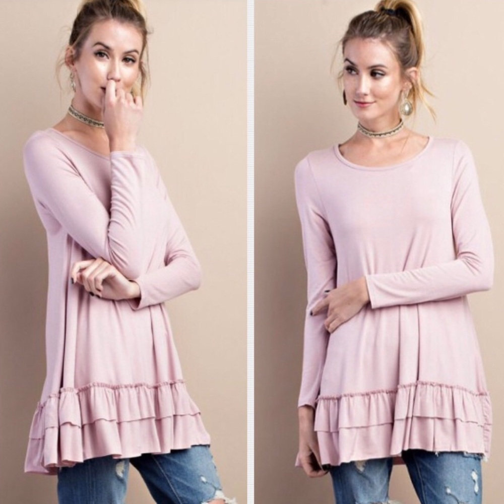 💗Super Cute Dusty Mauve Ruffle Tunic. M-L